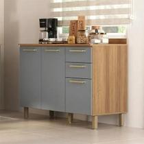 Balcão luciane pia 120cm 3p 2gav cspf/282 cinza com tampo