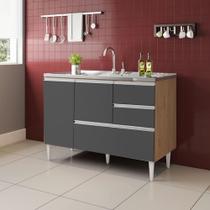 BALCÃO MACEIÓ PARA PIA 1,20 2 PORTAS COM GAVETÃO Amêndoa Grafite BALCÃO MACEIÓ PARA PIA 1,20 2 PORTAS COM GAVETÃO Amêndoa Grafite