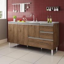 Balcão Maceió Para Pia 1,50 3 Portas Com Gavetão Castanho Balcão Maceió Para Pia 1,50 3 Portas Com Gavetão Castanho