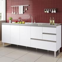 Balcão Maceió Para Pia 2,00 Mt 4 Portas Com Gavetão Branco