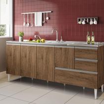 Balcão Maceió Para Pia 2,00 Mt 4 Portas Com Gavetão Castanho Balcão Maceió Para Pia 2,00 Mt 4 Portas Com Gavetão Castanho