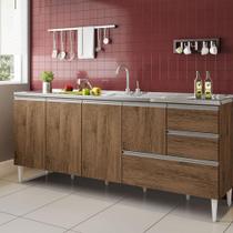 BALCÃO MACEIÓ PARA PIA 2,00 MT 4 PORTAS COM GAVETÃO Castanho