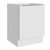 Balcão Madesa Lux 60 cm 1 Porta (Sem Tampo) - Branco/Branco Veludo