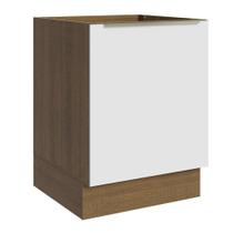 Balcão Madesa Lux 60 cm 1 Porta (Sem Tampo) - Rustic/Branco Veludo Balcão Madesa Lux 60 cm 1 Porta (Sem Tampo) - Rustic/Branco Veludo