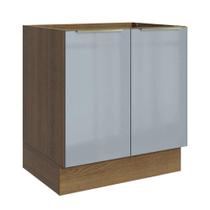 Balcão Madesa Lux 70 cm 2 Portas - Rustic/Cinza (Sem Tampo)