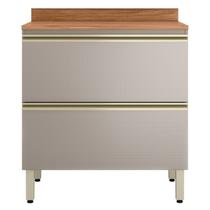 Balcão MDF 1 Porta e 1 Gaveta 80cm com Tampo Proença Bege/Nogueira/Nude Prime