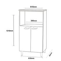 Balcão Microondas e Forno Elétrico 2 Portas Montado Modulo MDF Cor:Amadeirado Cinza e Branco