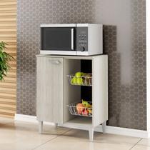 Balcão Microondas e Fruteira 1 Porta 63cm Montado Modulo MDF Cor:Amadeirado Cinza