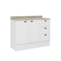 Balcão Milla MDF 2 Portas 3 Gavetas Branco 120cm Carraro