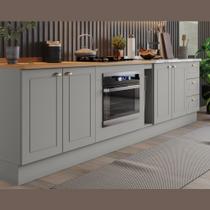 Balcão Modulado 300cm de Cozinha com espaço para Cooktop Forno de Embutir Pia Americana Henn