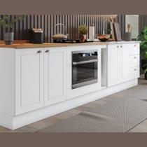 Balcão Modulado 300cm de Cozinha com espaço para Cooktop Forno de Embutir Pia Americana Henn