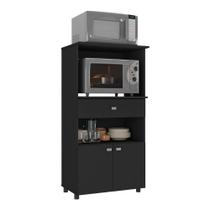 Balcão Multimóveis Multiuso Forno E Microondas Branco Ref. 4060g 2 Portas E 1 Gaveta - Preto Preto