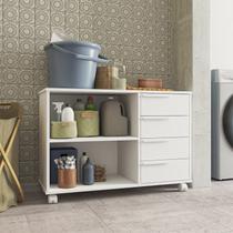 Balcão Multiuso 1 Prateleira 4 Gavetas Branco Balcão Multiuso 1 Prateleira 4 Gavetas Branco