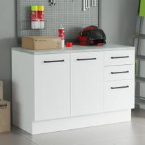 Balcão Multiuso 120cm 2 Portas 3 Gavetas Branco Agata Madesa Balcão Multiuso 120cm 2 Portas 3 Gavetas Branco Agata Madesa