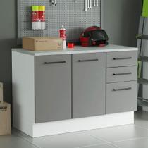 Balcão Multiuso 120cm 2 Portas 3 Gavetas Branco Balcão Multiuso 120cm 2 Portas 3 Gavetas Branco