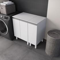 Balcão Multiuso 30 cm MDF Branco Fosco com Tampo, Linha Modular para Cozinha e Lavação, Entregue Montado Balcão Multiuso 30 cm MDF Branco Fosco com Tampo, Linha Modular para Cozinha e Lavação, Entregue Montado