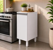 Balcão Multiuso 30 cm MDF Branco Fosco com Tampo, Linha Modular para Cozinha e Lavação, Entregue Montado