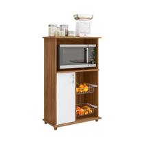 Balcão Multiuso 67cm Fruteira Freijó com Branco - Armário Cozinha Cesto Nicho Forno 1 Porta Balcão Multiuso 67cm Fruteira Freijó com Branco - Armário Cozinha Cesto Nicho Forno 1 Porta
