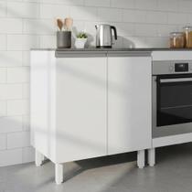 Balcão Multiuso 70 cm MDF Branco Fosco com Tampo, Linha Modular para Cozinha e Lavanderia, Puxador Perfil, Entregue Montado