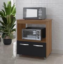 Balcão Multiuso 75cm Angela com 2 Portas 1 Nicho Para Forno - Savana/Preto Móblis