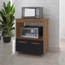 Balcão Multiuso 75cm Angela com 2 Portas 1 Nicho Para Forno - Savana/Preto Móblis Balcão Multiuso 75cm Angela com 2 Portas 1 Nicho Para Forno - Savana/Preto Móblis