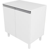 Balcão Multiuso 80 cm MDF Branco Fosco com Tampo, Linha Modular para Cozinha e Lavanderia, Puxador Perfil, Entregue Montado