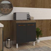 Balcão Multiuso Armário Para Cozinha Microondas Forno Jane Mobília Decor Savana Preto