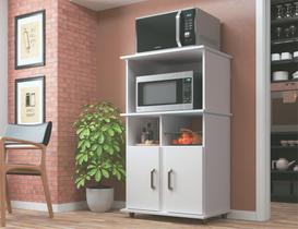 Balcão Multiuso Bahrein 2 Portas Amêndoa/Branco/Salmão Móveis Sul