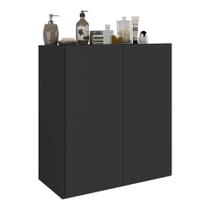 Balcão Multiuso Banheiro 2 Portas 63cm Preto Balcão Multiuso Banheiro 2 Portas 63cm Preto