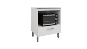 Balcão Multiuso Branco para Forno - Tampo Preto sem corte