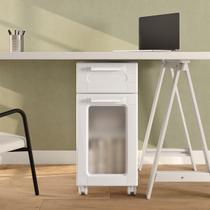 Balcão Multiuso com rodízios 35 cm Porta Vid 1 Gaveta Branco