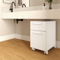 Balcão Multiuso com rodízios 35cm 1 Porta 1 Gaveta Branco