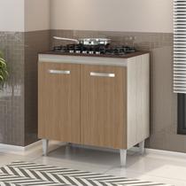 Balcão Multiuso Cooktop 4 e 5 bocas 2 Portas 80cm Montado Modulo MDF Cor:Amadeirado Cinza e Marrom