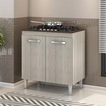 Balcão Multiuso Cooktop 4 e 5 bocas 2 Portas 80cm Montado Modulo MDF Cor:Amadeirado Cinza