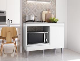 Balcão Multiuso Cooktop Carla p/ 4 ou 5 Bocas e Forno/Microondas AJL Móveis - Branco
