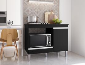Balcão Multiuso Cooktop Carla p/ 4 ou 5 Bocas e Forno/Microondas AJL Móveis - Preto