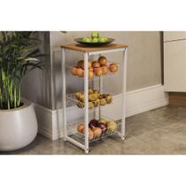 Balcão Multiuso Cozinha Fruteira Crome Indrustrial LI035 Canela/Branco - Kappesberg