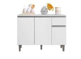 Balcão Multiuso de Cozinha 105 cm Vanessa Branco com Tampo MDP Balcão Multiuso de Cozinha 105 cm Vanessa Branco com Tampo MDP