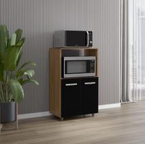 Balcão Multiuso de Cozinha com 2 Portas Tais Para Forno Microondas Savana/Preto - Moblis