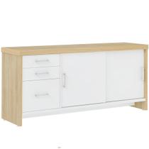 Balcão Multiuso Escritório 2 Portas 3 Gavetas Atria Executiva A02 Carvalho Branco - Lyam Decor Balcão Multiuso Escritório 2 Portas 3 Gavetas Atria Executiva A02 Carvalho Branco - Lyam Decor