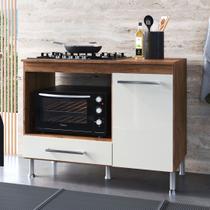 Balcão Multiuso Forno e Cooktop até 5 Bocas Armário Cozinha Off White