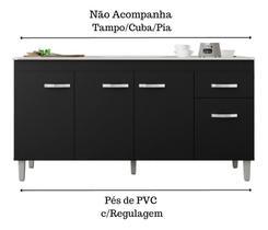 Balcão Multiuso Gabriela 150cm Preto Sem Tampo Ajl Móveis Balcão Multiuso Gabriela 150cm Preto Sem Tampo Ajl Móveis