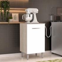 Balcão Multiuso Lavanderia 1 Porta 40cm Montado Modulado MDF Cor:Amadeirado Cinza e Branco