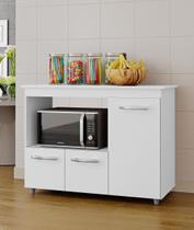 Balcão Multiuso Liza 114m 3 portas com Nicho Para Forno/Microondas - Branco Móblis