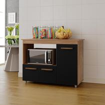 Balcão Multiuso Liza 114m 3 portas com Nicho Para Forno/Microondas - Savana/Preto Móblis Balcão Multiuso Liza 114m 3 portas com Nicho Para Forno/Microondas - Savana/Preto Móblis