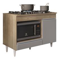 Balcão Multiuso para Cooktop 4 Bocas Georgia Castanho/Cinza - Lumil Móveis