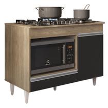 Balcão Multiuso para Cooktop 4 Bocas Georgia Castanho/Preto - Lumil Móveis