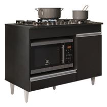 Balcão Multiuso para Cooktop 4 Bocas Georgia Preto - Lumil Móveis