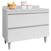 Balcão Multiuso para Cozinha com Tampo 2 Portas Diamante Branco