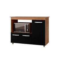 Balcão Multiuso Para Cozinha Micro-ondas 3 Portas Lina Savana / Preto